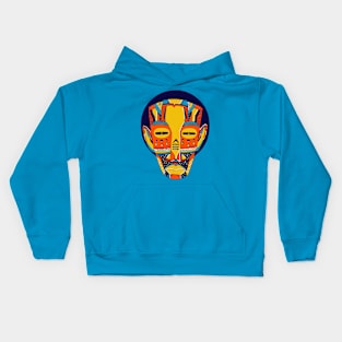 Orange Blue African Mask No 3 Kids Hoodie